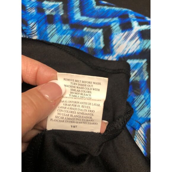 Lily Rose Maxi Dress Womens Size Small Black Lace Top Blue Chevron Sleeveless - Picture 8 of 9